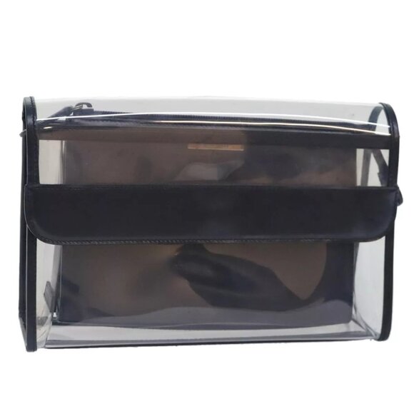GUCCI Clutch Bag Vinyl Clear Black Silver 039 2058 0719 5 Auth 91030 - Picture 1 of 16